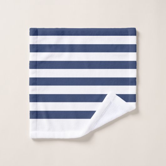 メンズモノグラムイニシャルブルーとホワイトストライプズ バスタオルセット (ウォッシュタオル)