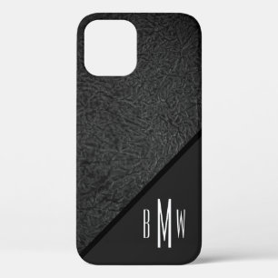 メンズモノグラムモダンブラックテクスチャパターンプリント iPhone 12ケース