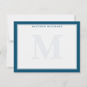 メンズモノグラム海軍ブルー文伝統的具 ノートカード (正面)