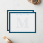 メンズモノグラム海軍ブルー文伝統的具 ノートカード (正面/裏面インサイチュ)