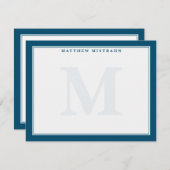 メンズモノグラム海軍ブルー文伝統的具 ノートカード (正面/裏面)