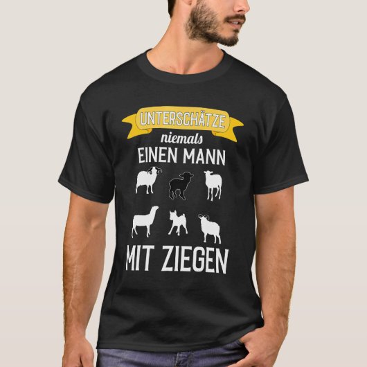 メンズヤギはヤギを持つ男を決して過小評価しない Tシャツ (正面)