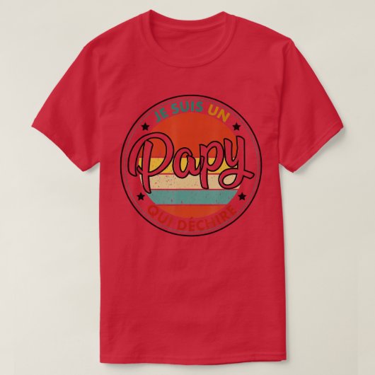 メンズユーモアJe Suis Un Papy qui Dechire Grandfathan Tシャツ (デザイン正面)