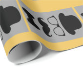 メンズラッピング紙ボウリングをする人、 クリケットの投手帽子、グラス、口ひげ ラッピングペーパー (ロールコーナー)