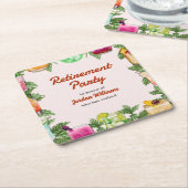 メンズリタイアサマーバックヤードカクテルパーティー スクエアペーパーコースター (アングル)