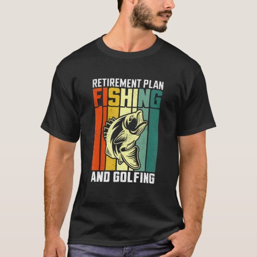 メンズリタイアプラン魚釣りレトロ1 Tシャツ (正面)
