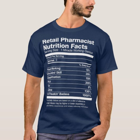 メンズリテール薬剤師の栄養事実おもしろい Tシャツ (正面)