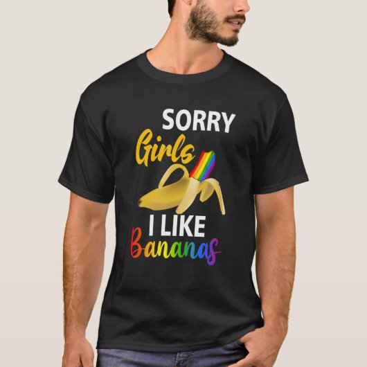 メンズリマーガール好きレインボーバナナLgbtゲイPr Tシャツ (正面)