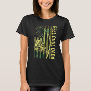 メンズリールカッコいいダアメリカン旗漁師リールV Tシャツ