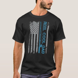 メンズリールカッコいいパパ魚釣りUSA国旗Patriotic 4日 Tシャツ