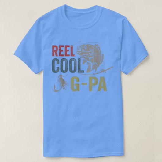 メンズリールカッコいいGPa魚釣り父の日 Tシャツ (デザイン正面)