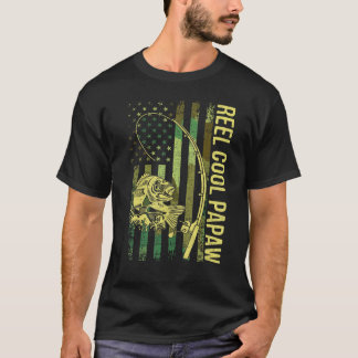 メンズリールクールパプアアメリカ国旗の漁師リール Tシャツ