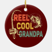 メンズリールクールポピー魚釣りおじいちゃん父の日 セラミックオーナメント (裏面)