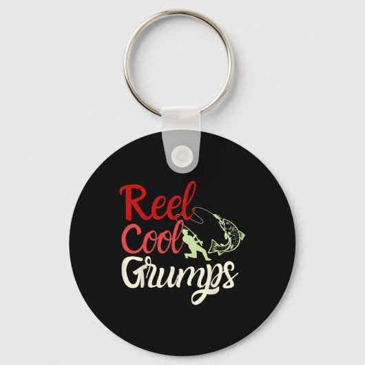 メンズリールグカッコいいルプスヴィンテージおもしろい魚釣り父 キーホルダー (正面)