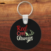 メンズリールグカッコいいルプスヴィンテージおもしろい魚釣り父 キーホルダー (正面)
