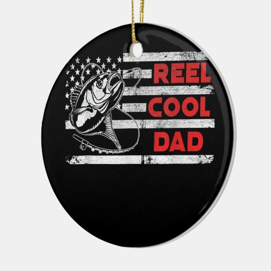 メンズリールパパカッコいいアメリカ国旗魚釣りファーズ セラミックオーナメント (左)