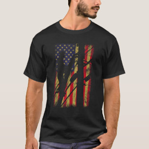 メンズリ誇りを持ったンマンアメリカ国旗の電気ケーブル李 Tシャツ