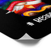 メンズレインボーハート格言ヒゲひげゲイ ポスター (角)