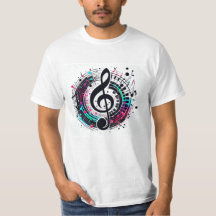 メンズレインボーミュージックノート未来的おもしろいTシャツ