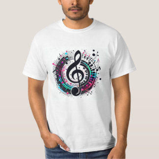 メンズレインボーミュージックノート未来的おもしろいTシャツ Tシャツ
