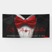 メンズレッドブラックタキシード誕生日パーティバナー 横断幕 (横)