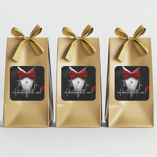 メンズレッドブラックバースデーパーティー スクエアシール