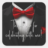 メンズレッドブラックバースデーパーティー スクエアシール (正面)