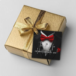 メンズレッドブラックバースデーパーティー フェイバータグ