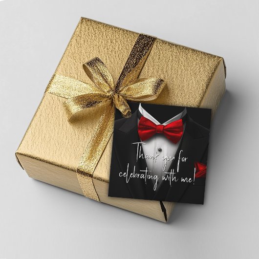 メンズレッドブラックバースデーパーティー フェイバータグ