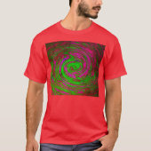 メンズレッド抽象芸術アートスワール Tシャツ (正面)
