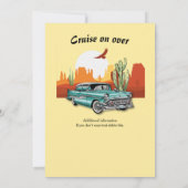 メンズレトロクラシックブルーカーデザート50誕生日 招待状 (裏面)