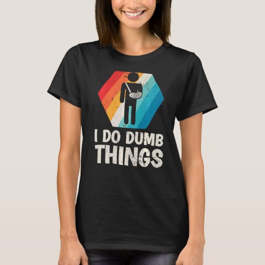 メンズレトロ私はばか物事を行う腕の骨折E Tシャツ (正面)