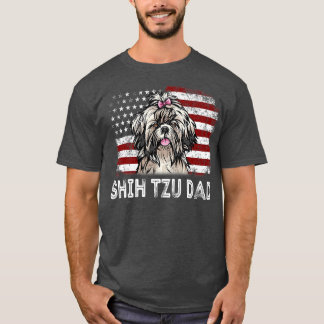メンズレトロ7月の4thシーズー(犬)Tzuヴィンテージアメリカン Tシャツ