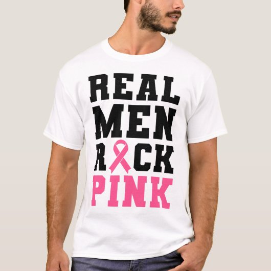 メンズロックピンク乳がん認識度 Tシャツ (正面)
