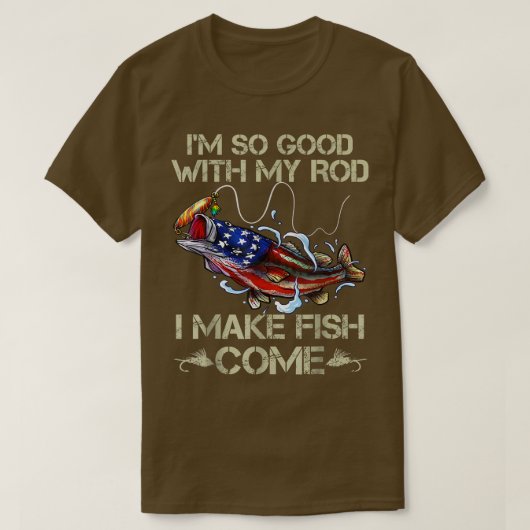 メンズロッドが上手だから魚を作る来Usa F Tシャツ (デザイン正面)