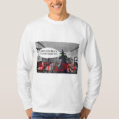 メンズロングスリーブティーハッピーハローウィンキャットウィッチ Tシャツ (正面)