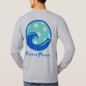 メンズロングスリーブピックボールブルーウェーブTシャツ Tシャツ (裏面)