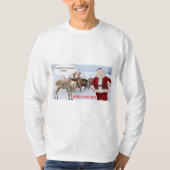 メンズロングスリーブteeメリークリスマスサンタ豚 tシャツ (正面)