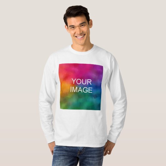 メンズロンスリーブTシャツフォトカスタム文字の追加 Tシャツ (正面フル)