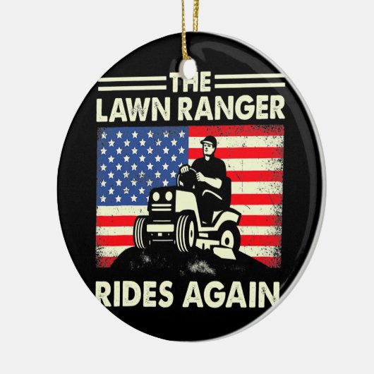 メンズローンザ気にローンレンジャー再び芝生に乗る セラミックオーナメント (左)