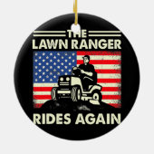 メンズローンザ気にローンレンジャー再び芝生に乗る セラミックオーナメント (裏面)