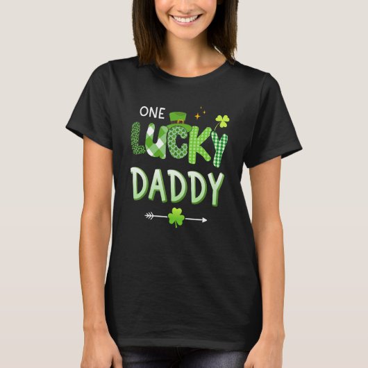 メンズワンラッキーパパSt patricks day家族ダ Tシャツ (正面)