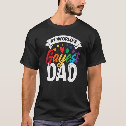 メンズワールドズゲイエストパパLgbtqゲイプライド月グラ Tシャツ (正面)