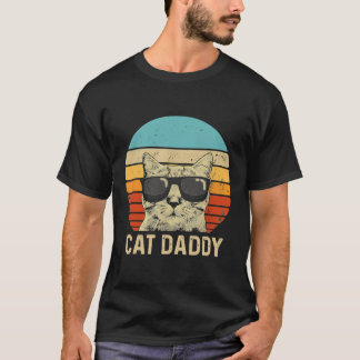 メンズヴィンテージキャットダディおもしろい猫好きギフトキャット Tシャツ