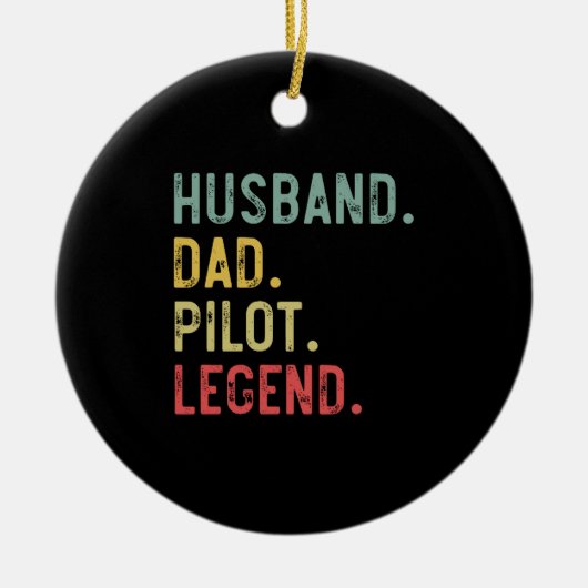 メンズヴィンテージシャツ夫パパパイロットレジェンドレトロ セラミックオーナメント (正面)