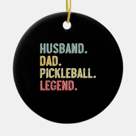 メンズヴィンテージシャツ 夫 父 ピックルボール伝説 セラミックオーナメント (正面)