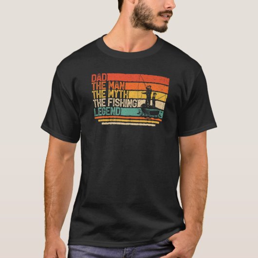 メンズヴィンテージパパザマン神話魚釣り伝説パパF Tシャツ (正面)