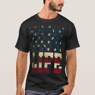 メンズヴィンテージパパライフアメリカフラッグハッピー父の Tシャツ