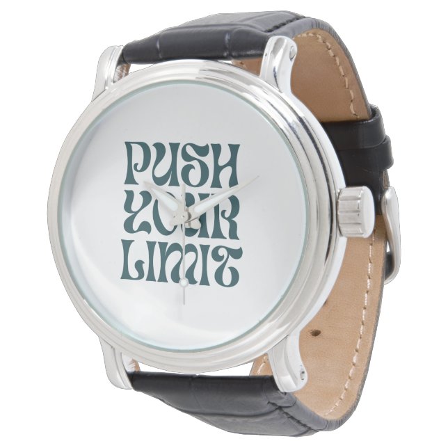 メンズヴィンテージブラックレザーストラップウォッチ 腕時計 (アングル)