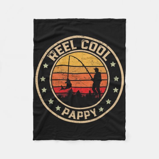 メンズヴィンテージリカッコいいールパピーフィッシュ魚釣りおもしろいFa フリースブランケット (正面)